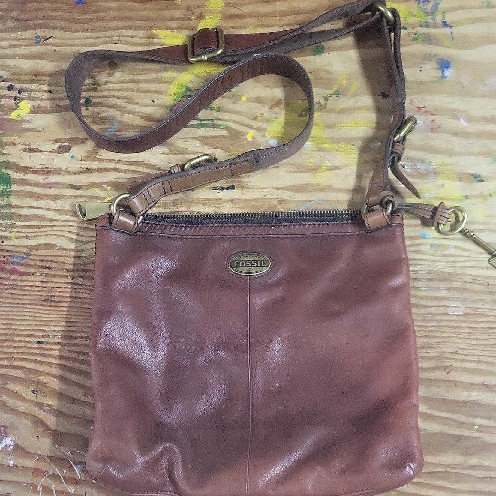 Fossil Tan Leather Shoulder Bag